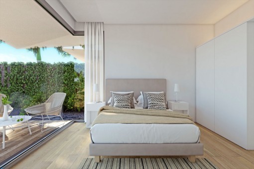 Dormitorio principal con ventanas panorámicas